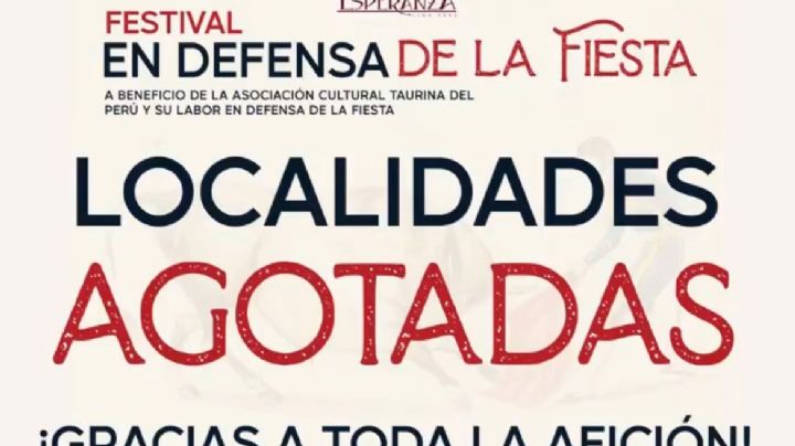 Agotadas a una semana las entradas para el Festival de la Defensa de la Tauromaquia en Perú