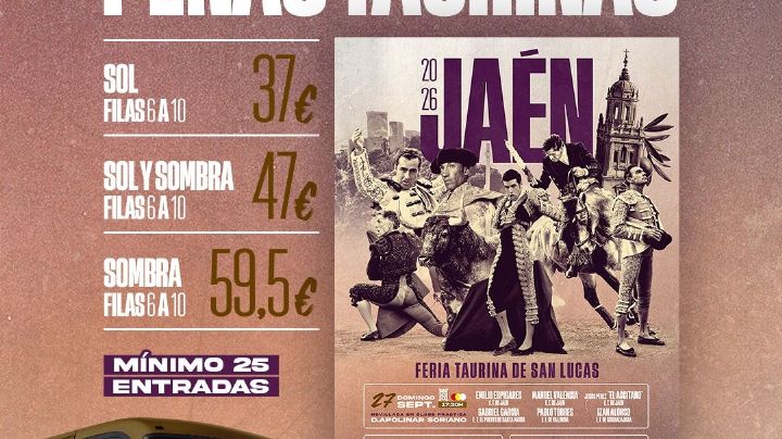 Las peñas taurinas podrán disfrutar de la feria de San Lucas de Jaén con una importante promoción